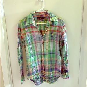 Bright plaid linen men’s top